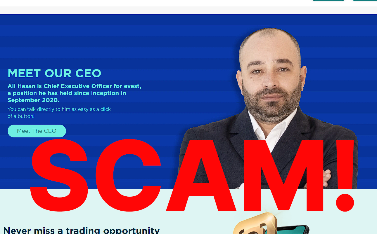 Ali Hassan: Experienced scammer and face of Evest the Israeli owned gulf countries scammers 